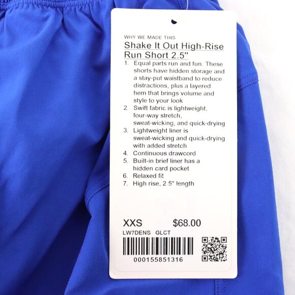 NWT Lululemon Shake it Out High-Rise Shorts (2.5") in Galactic Cobalt Size XXS - Picture 6 of 7